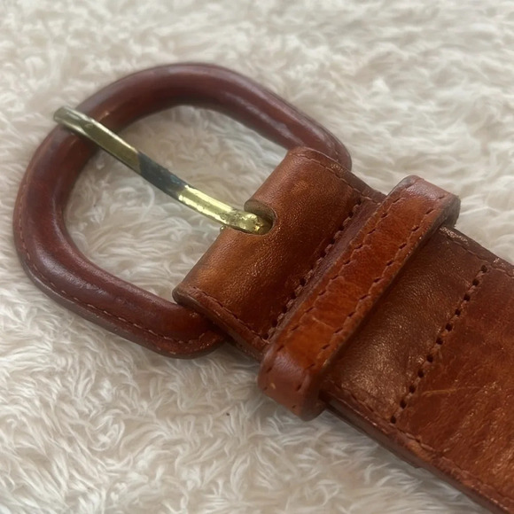 Vintage Women’s Brown Leather Belt Sz L Made USA Hankton 337 Colorful Starbursts - Picture 11 of 16